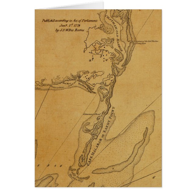 Karta 1779 av Chatham, Massachusetts Hälsningskort (Framsidan)