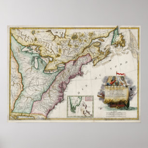 Karta 1784 av Amerikas förenta stater Poster