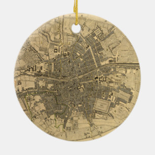 Karta 1797 av Dublin Irland Julgransprydnad Keramik