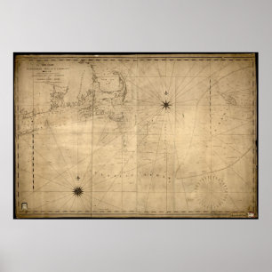 Karta 1813 av Nantucket stim & Georges packar Poster