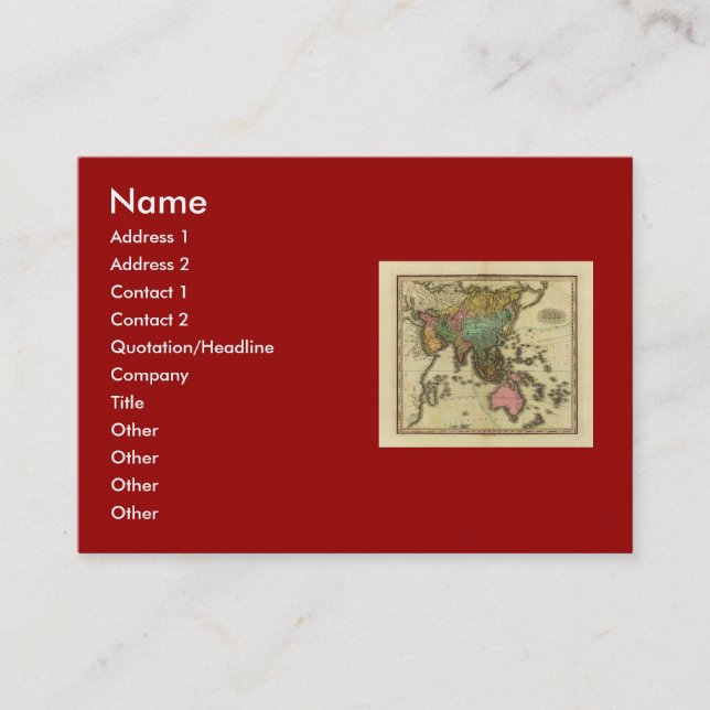 Karta 1825 av Asien av Henry Tanner Visitkort (Framsida)