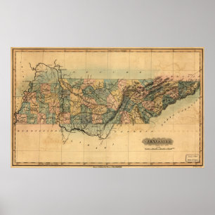 Karta 1826 av Tennessee Poster