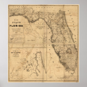 Karta 1846 av Florida Poster
