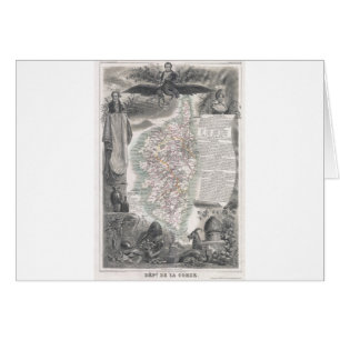 Karta 1852 av Corsica Hälsningskort
