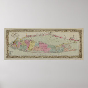 Karta 1857 av Long Islandet, New York Poster