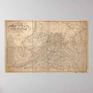 Karta 1859 av Virginia Poster