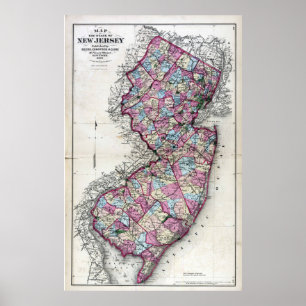 Karta 1872 av nytt - jersey poster