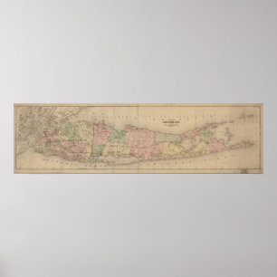 Karta 1873 av Long Islandet, New York Poster