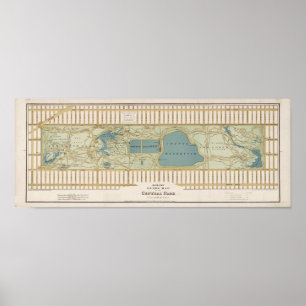 Karta 1875 av Central Park Poster