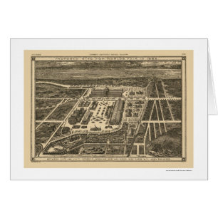 Karta 1883 för Manhattan New York världsmässa Hälsningskort