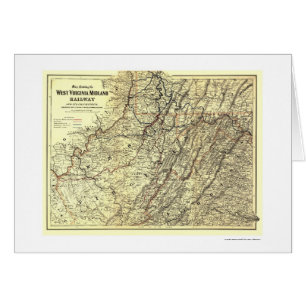 Karta 1883 för West Virginia Midlandjärnväg Hälsningskort