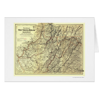 Karta 1883 för West Virginia Midlandjärnväg Hälsningskort
