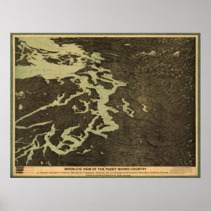 Karta 1891 av det Puget ljud - Washington, Poster