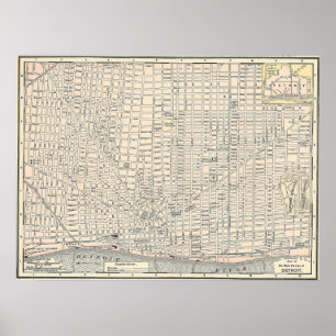 Karta 1895 av Detroit Poster