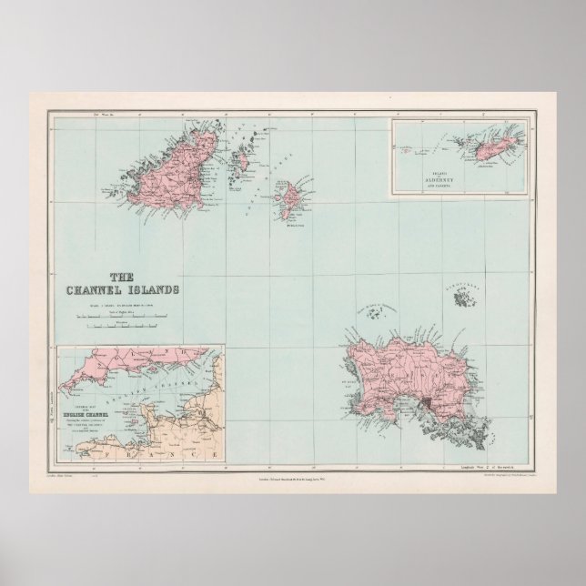 Karta (1904) Guernsey & Jersey Poster (Framsidan)