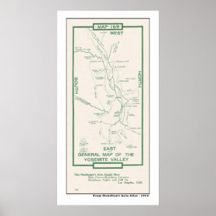 Karta 1914 av den Yosemite dalen Poster