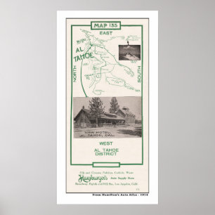 Karta 1914 av Tahoe område Poster