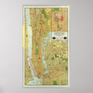 Karta 1918 för New York centraljärnväg Poster