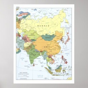 Karta 2008 av Asien Poster