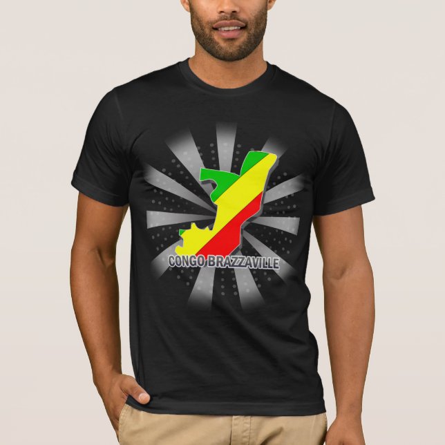 Karta 2,0 för KongoflodenBrazzaville flagga T-shirt (Framsida)