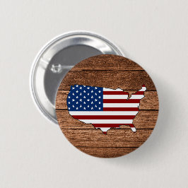 Karta America Flagga of America Wooden Art Knapp