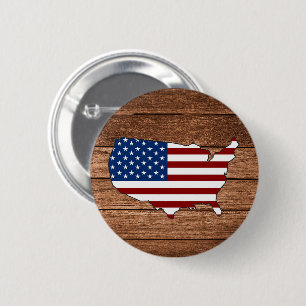 Karta America Flagga of America Wooden Art Knapp