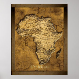 Karta Art-Poster i den jordade 2D-Afrikan Poster