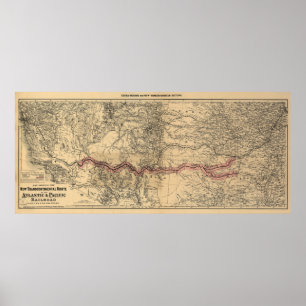 Karta, Atlantic & Pacific Railroad, 1883 Poster