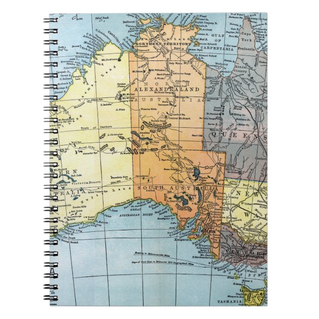 KARTA: AUSTRALIEN c1890 Anteckningsbok Med Spiral (Framsidan)