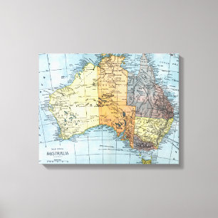 KARTA: AUSTRALIEN c1890 Canvastryck
