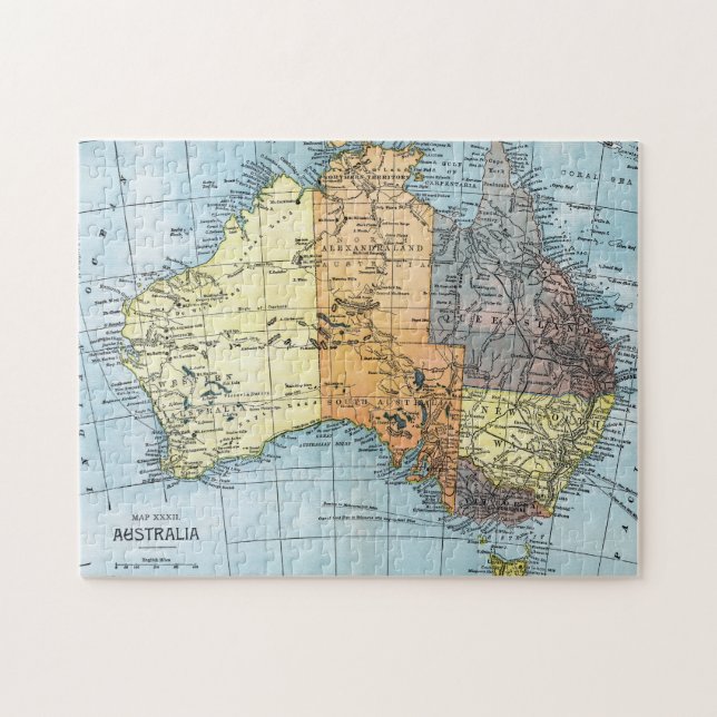 KARTA: AUSTRALIEN c1890 Pussel (Horisontell)