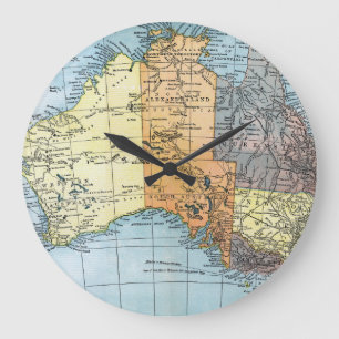 KARTA: AUSTRALIEN c1890 Stor Klocka