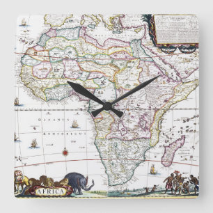 Karta av afrika   1696 fyrkantig klocka