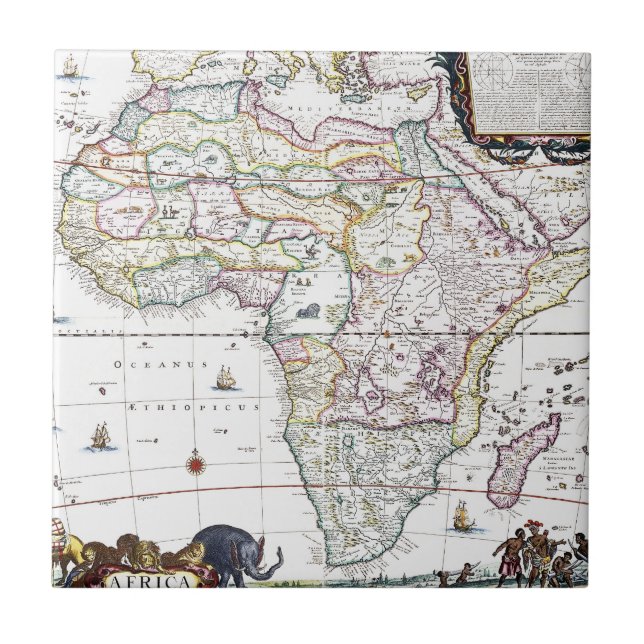 Karta av afrika | 1696 kakelplatta (Framsidan)