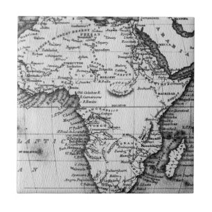 Karta av afrika som inristas av Thomas Stirling Kakelplatta