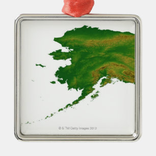 Karta av Alaska 2 Julgransprydnad Metall