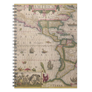 Karta av Amerika, från Mercatoren "kartbok", pub. Anteckningsbok Med Spiral