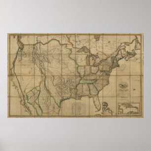 Karta av Amerikas förenta stater (1818) Poster