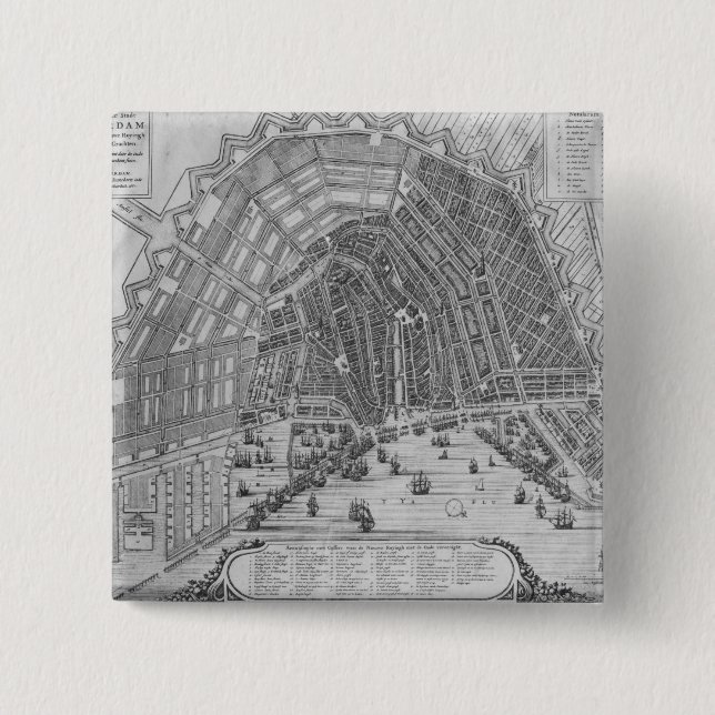 Karta av Amsterdam, 1662 Knapp (Framsida)
