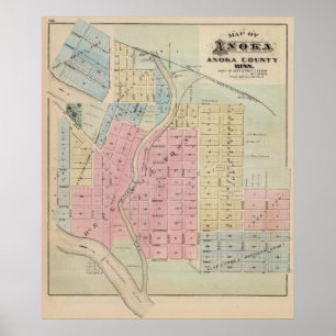 Karta av Anoka, Anoka County, Minnesota Poster