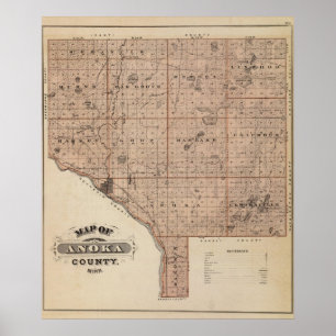 Karta av Anoka County, Minnesota Poster