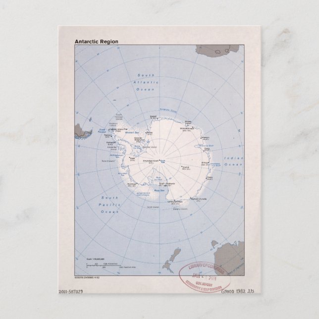 Karta av antarcticen Region (1982) Vykort (Framsida)
