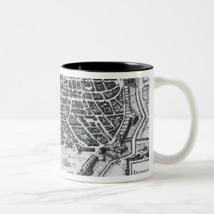 Karta av Antwerp, 1598 Två-Tonad Mugg