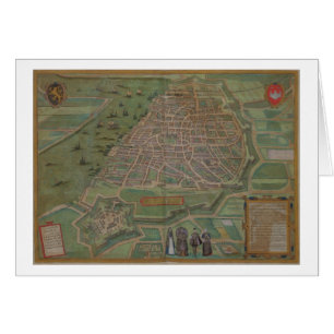 Karta av Antwerp, från "Civitates Orbis Terrarum" Hälsningskort