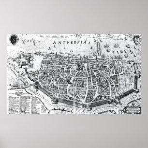 Karta av Antwerp Poster