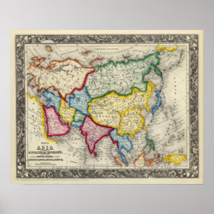 Karta av Asien Poster