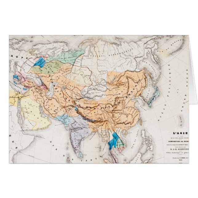 Karta av Asien | Time av Kublai Khan Hälsningskort (Framsidan Horizontal)