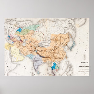 Karta av Asien   Time av Kublai Khan Poster