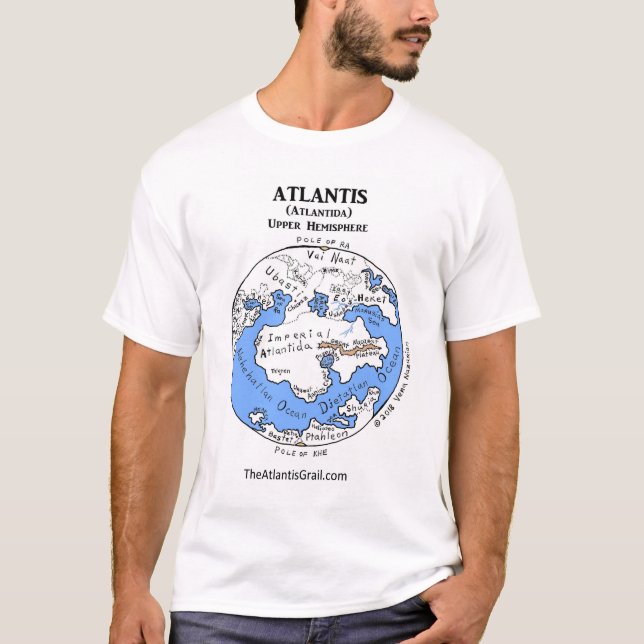 Karta av Atlantis - båda halvklot - T-tröja T Shirt (Framsida)