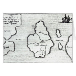 Karta av Atlantis, från 'Mundus Subterraneus Hälsningskort